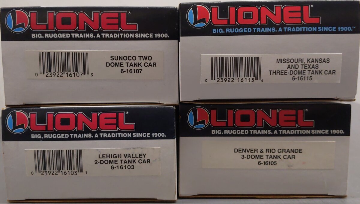 Lionel O Gauge Tank Cars: 16103, 16105, 16107, 16115 [4] LN/Box