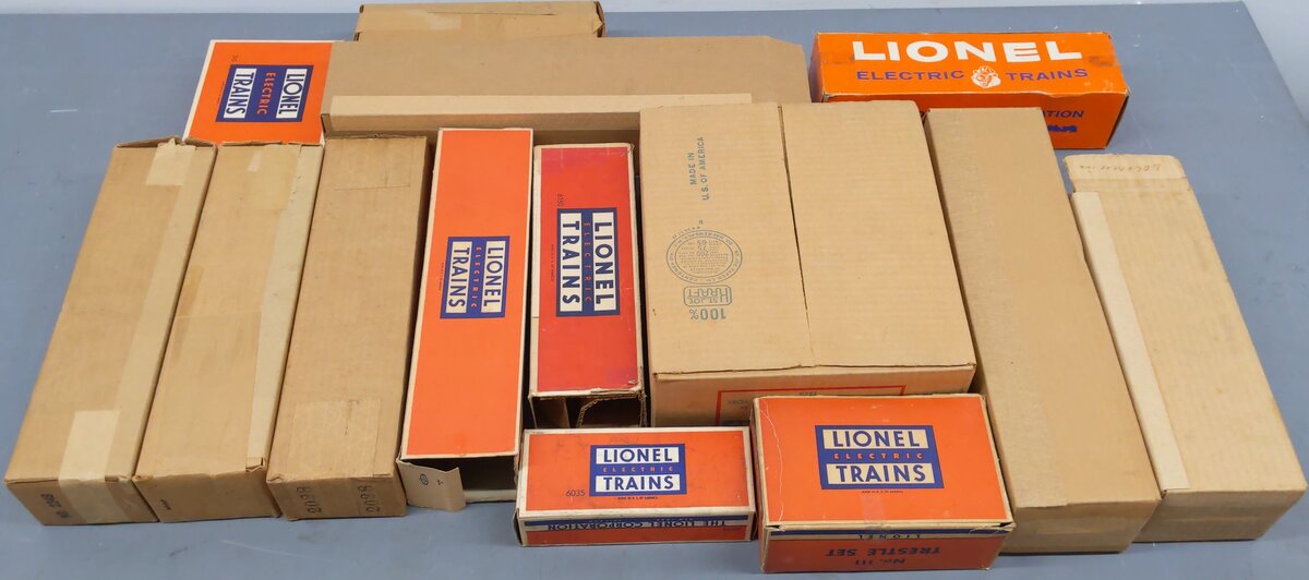 Lionel O Gauge Assorted Empty Boxes 6250, 726, 2331, 246, 2028, 2337 2349 [14]/Box