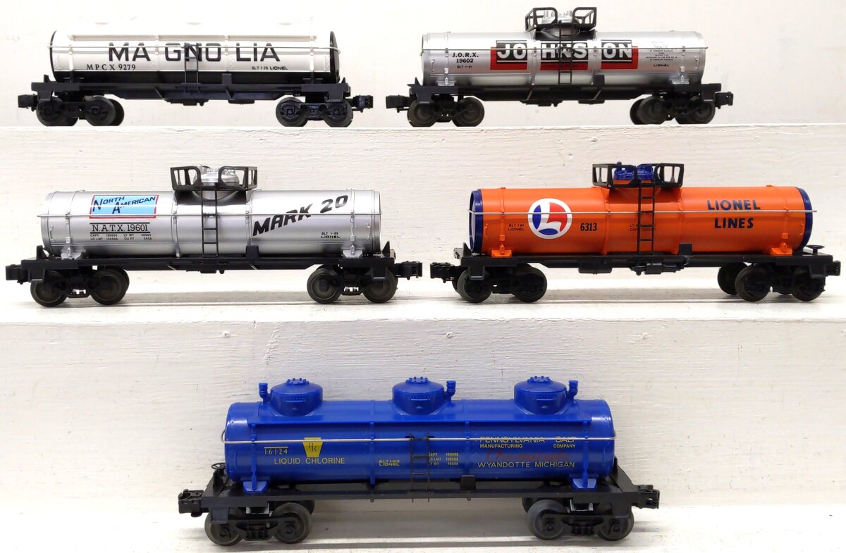 Lionel O Gauge Tank Cars: 6313, 9279, 16124, 19601, 19602 [5] LN/Box