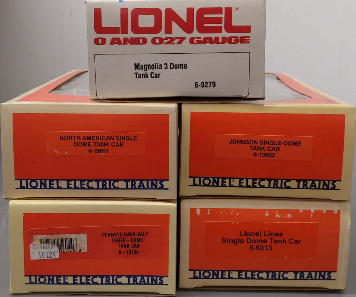 Lionel O Gauge Tank Cars: 6313, 9279, 16124, 19601, 19602 [5] LN/Box