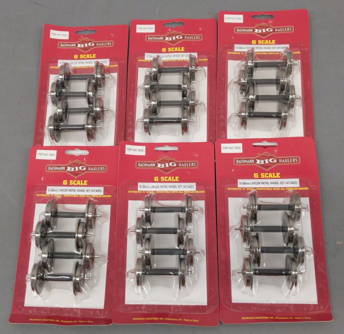 Bachmann 92421 G Scale 31.00 mm Large Metal Wheel Sets (Box Of 6) NIB