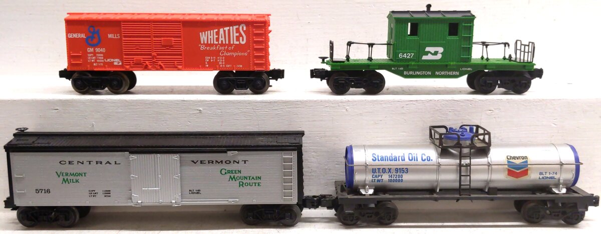 Lionel Assorted O Gauge Freight Cars: 5716, 9153, 9040, 6427 [4] VG/Box