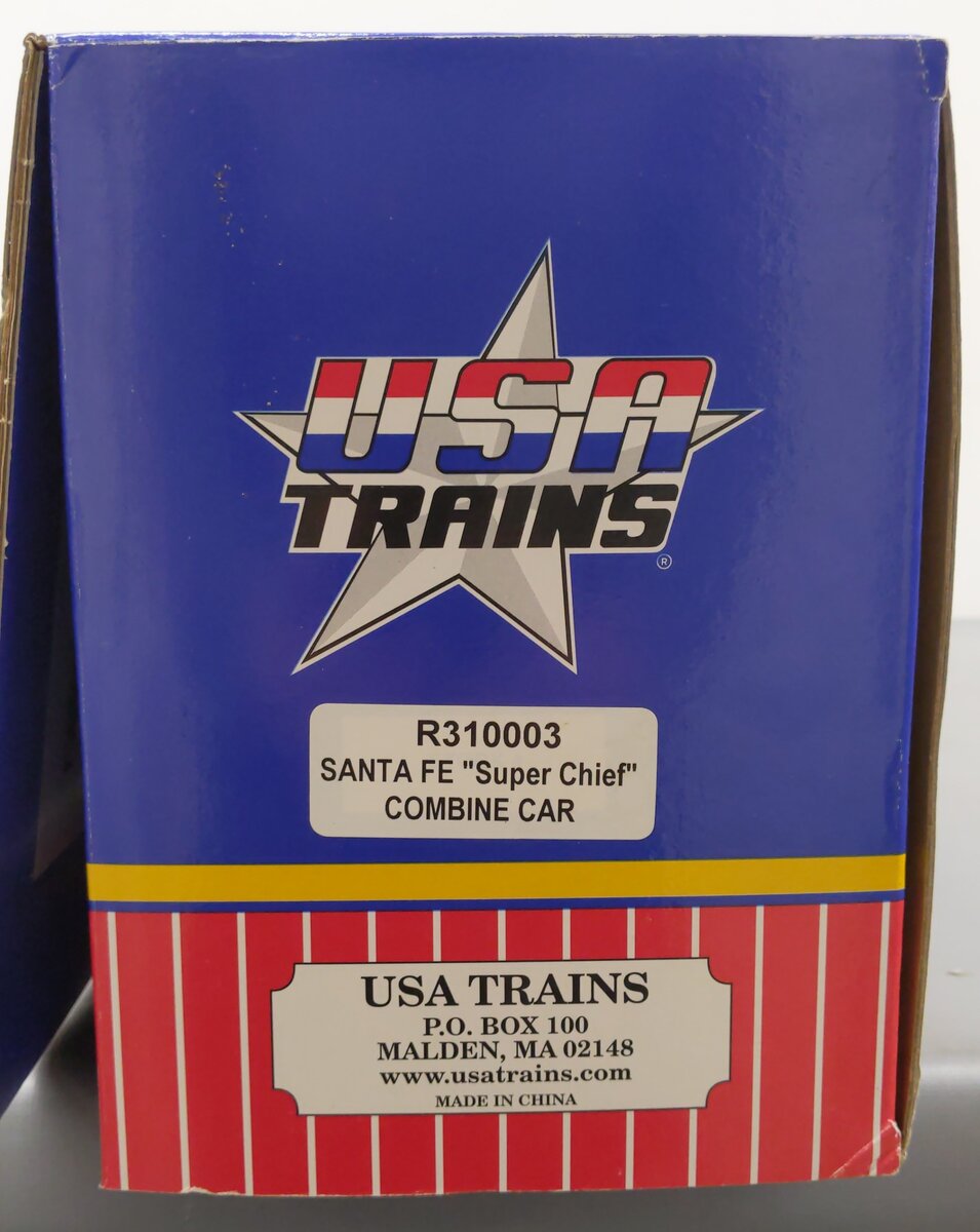 USA Trains 310003 G Scale Santa Fe "San Acacia" Combine Car - Metal Wheels VG/Box