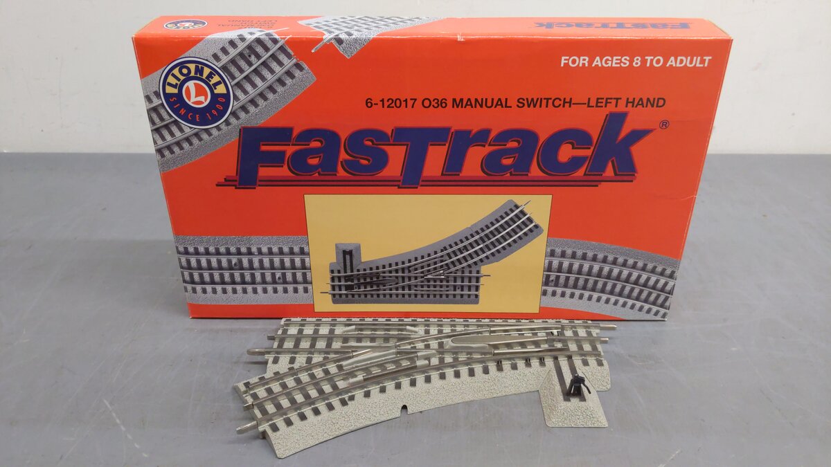 Lionel 6-12017 O-36 Left Hand Manual FasTrack Switch Turnout EX/Box