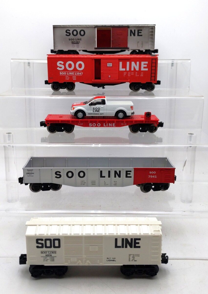 Lionel & Menards O Gauge Assorted SOO Line Freight Cars [5] EX