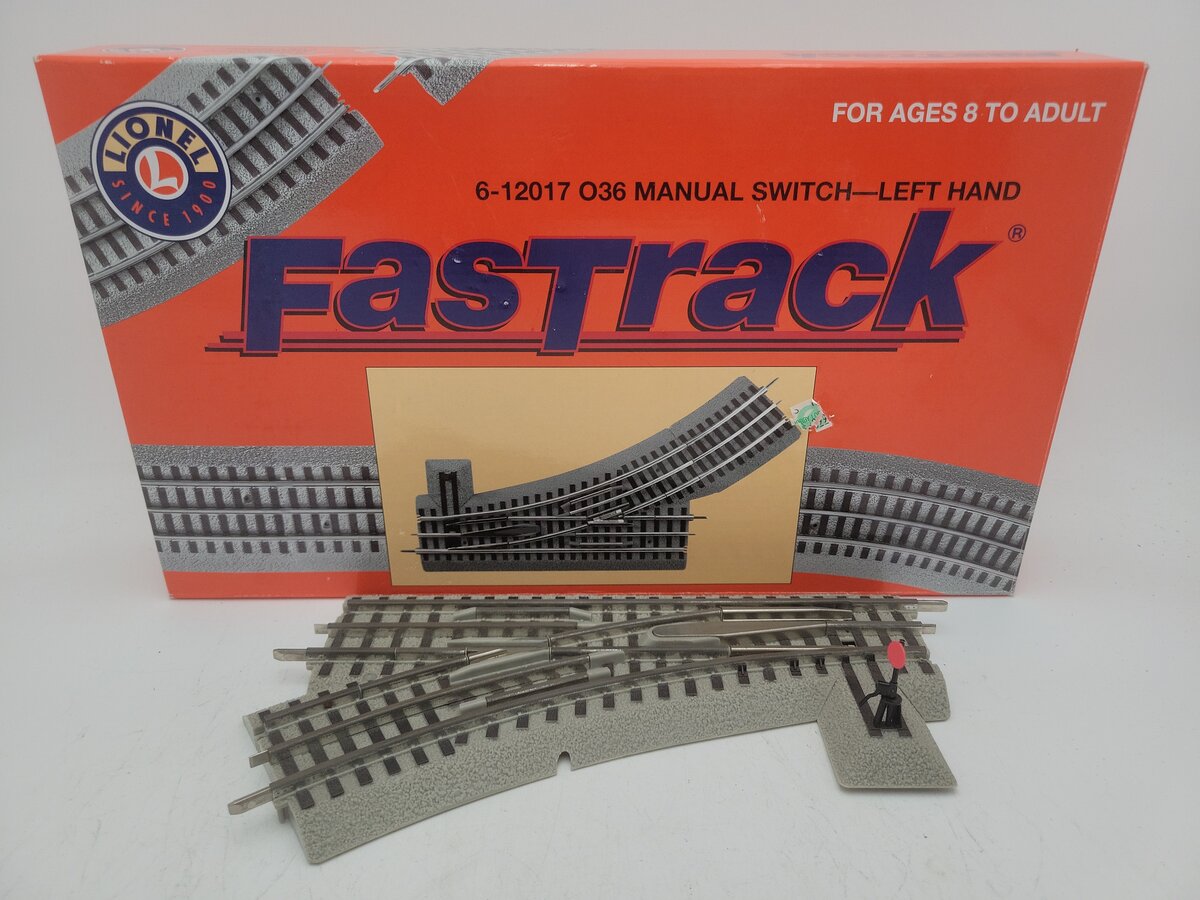 Lionel 6-12017 O36 FasTrack Left Hand Manual Switch Turnout EX/Box