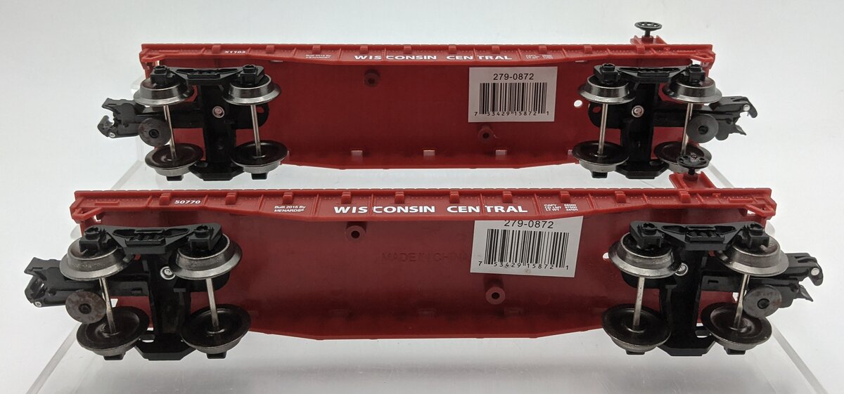 Menards O Gauge Wisconsin Central Flatcars (2): #50770 & #51103 VG