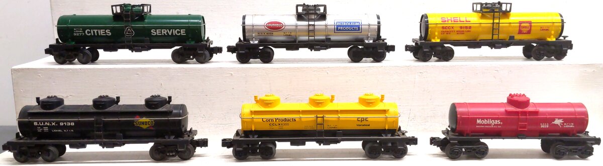 Lionel O Gauge Tank Cars: 6300, 9277, 9152, 9334, 9039, 9138 [6] VG