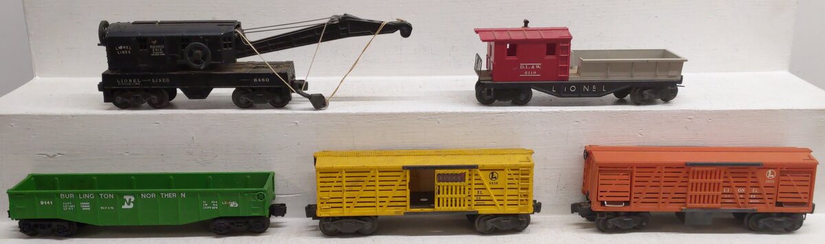 Lionel O Gauge Vintage Freight Cars #3656,6460,9141,6119,6656 [5] VG