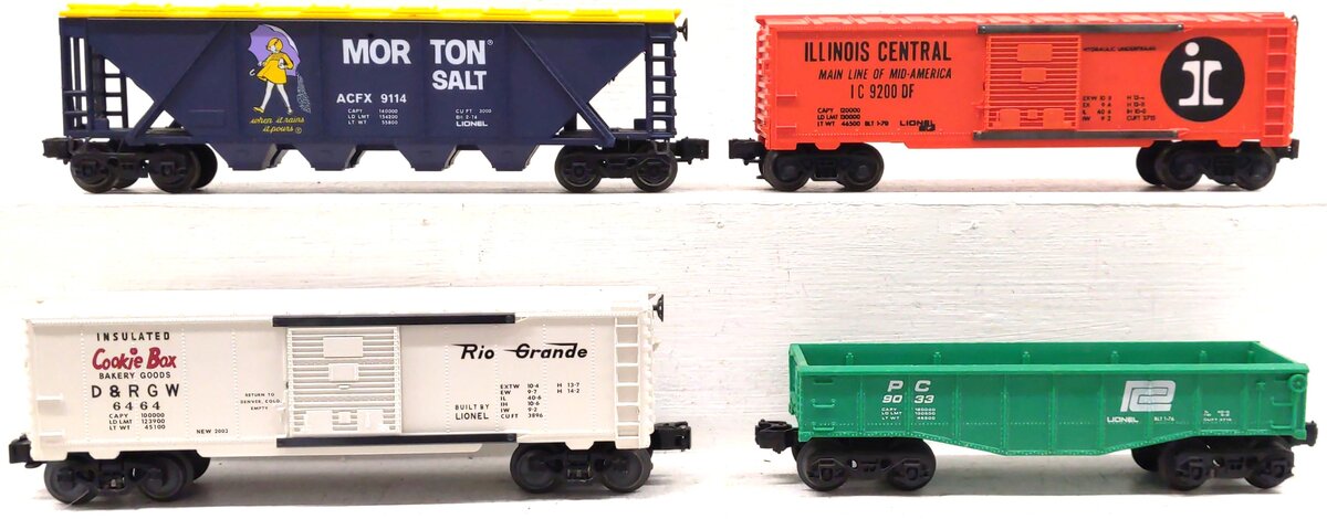 Lionel Assorted O Gauge Freight Cars: 9200, 6464, 9114, 9033 [4] VG