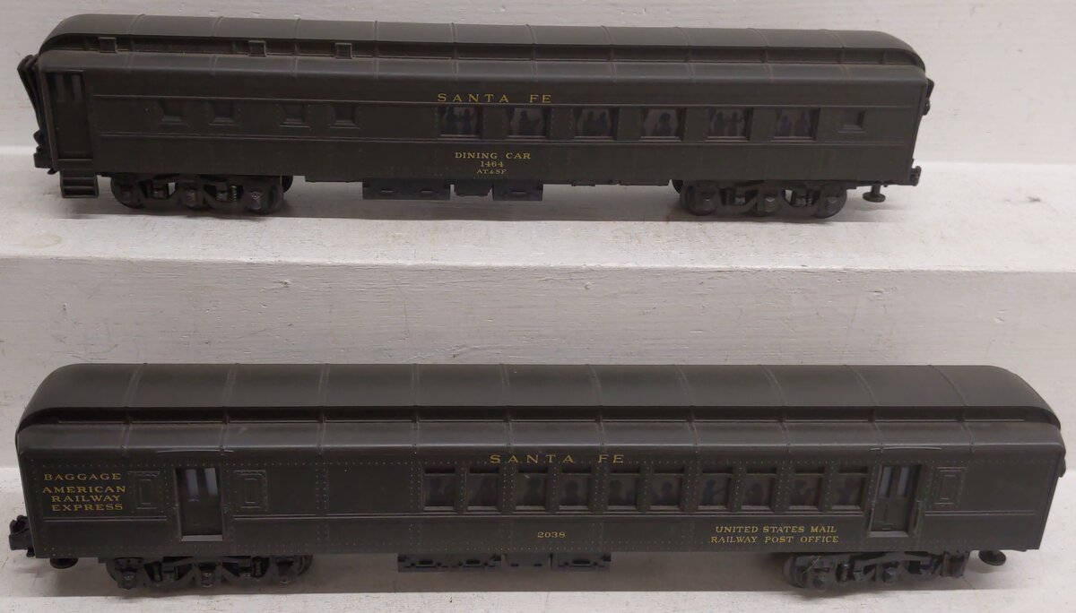 MTH 20-4107 O Santa Fe 70' Madison Combine/Diner Passenger Car Set (Set of 2) VG/Box