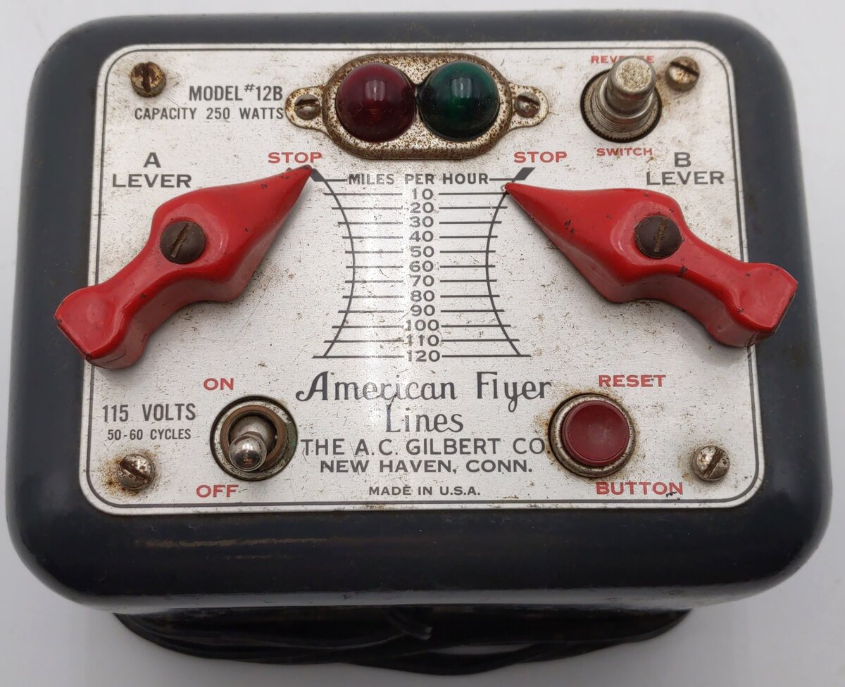 American Flyer 12B Vintage S 250 Watt Transformer w/Reverse Button VG/Box