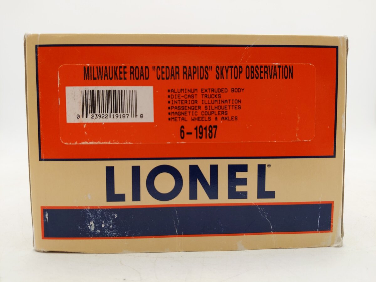 Lionel 6-19187 O Gauge Milwaukee Rd. Cedar Rapids Observation #186 EX/Box