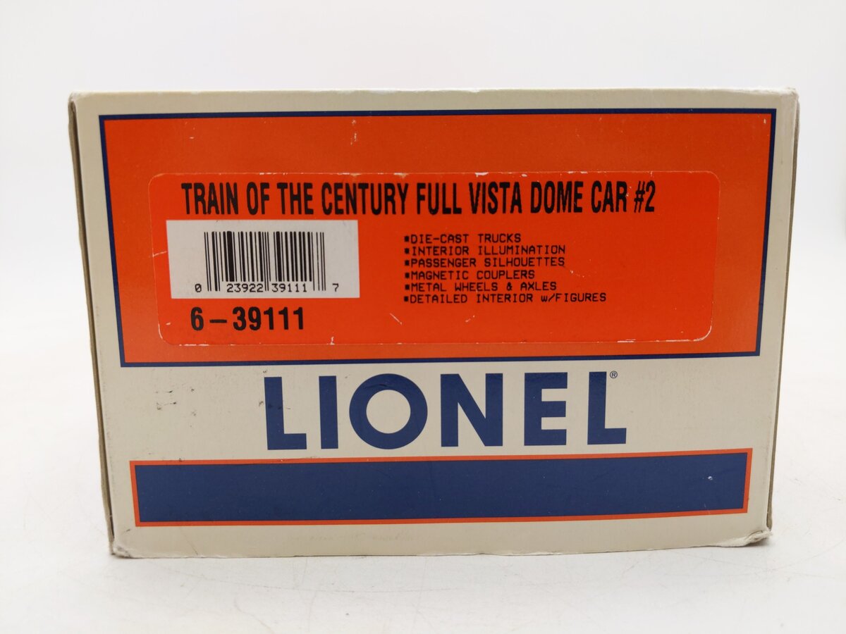 Lionel 6-39111 O Gauge Train of the Century Full Vista Dome Car #2 (
