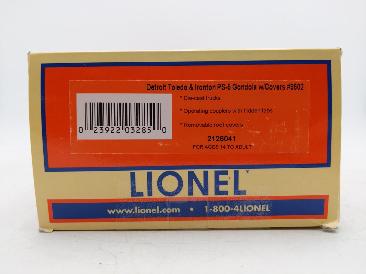 Lionel 2126041 O Detroit Toledo & Ironton PS-5 Covered Gondola #9502 EX/Box