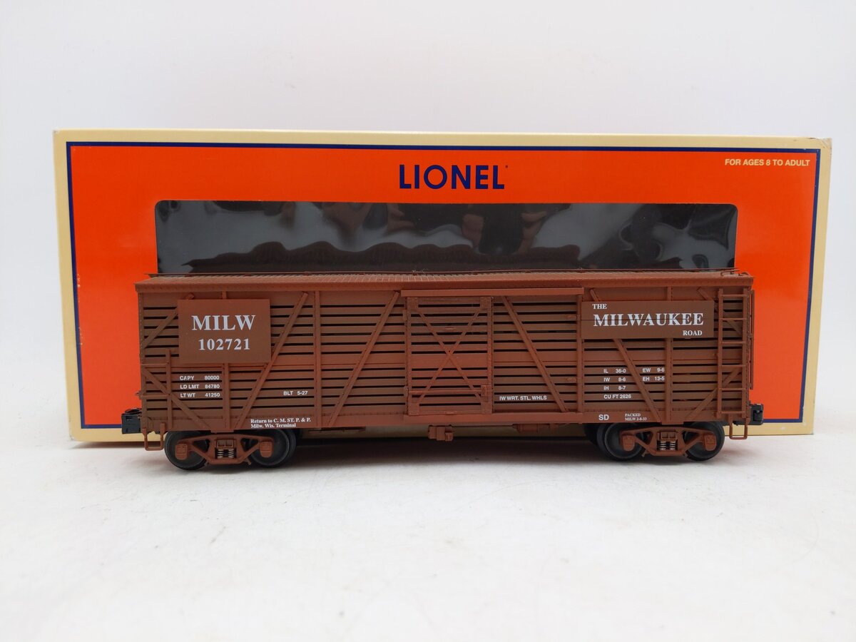 Lionel 6-52458 O Gauge Milwaukee Road Stock Car #102721 EX/Box