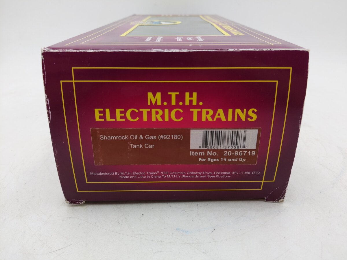MTH 20-96719 O Gauge Shamrock Oil & Gas Tank Car #92180