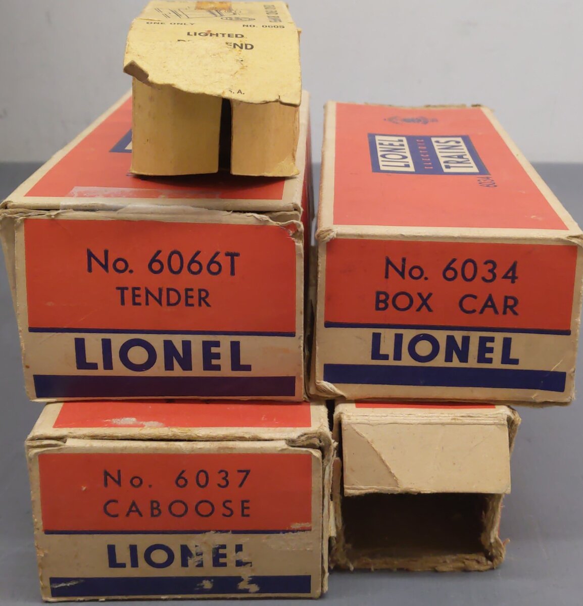 Lionel O Vintage Cars Tender & Marx Bumper: 6032, 6037, 6066T, 6034, 0605 [5] VG/Box