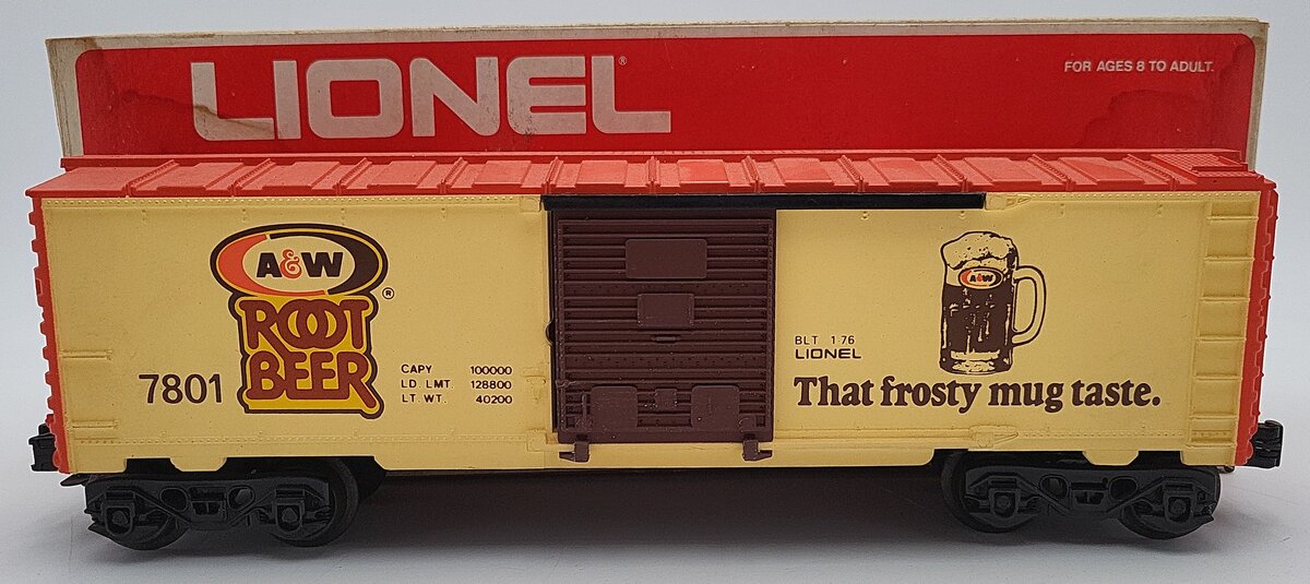 Lionel 6-7801 O Gauge A&W Root Beer Boxcar VG/Box