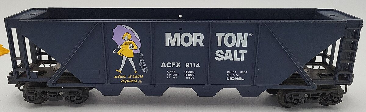 Lionel 6-9114 O Gauge Morton Salt Covered 4-Bay Hopper VG