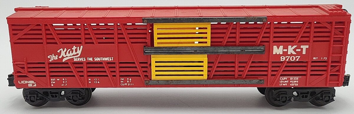 Lionel 6-9707 O Gauge Missouri, Kansas and Texas Cattle Car VG/Box