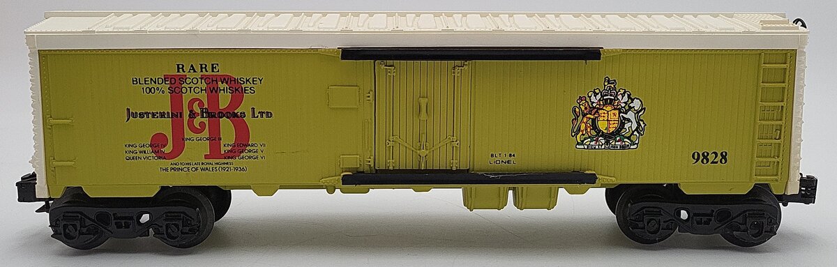 Lionel 6-9828 O Gauge Justerini and Brooks Scotch Billboard Reefer Car LN/Box
