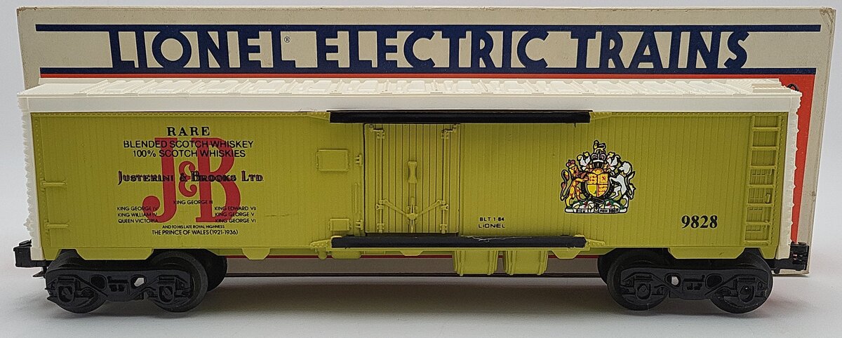 Lionel 6-9828 O Gauge Justerini and Brooks Scotch Billboard Reefer Car LN/Box