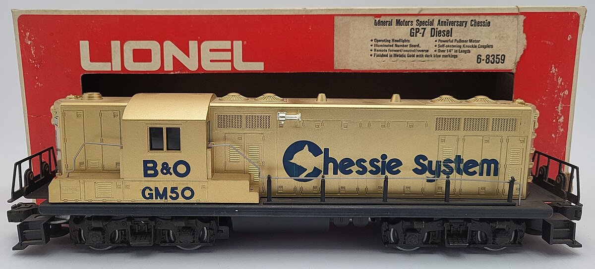 Lionel 6-8359 O Gauge Chessie System GM Gold GP7 Diesel Engine VG/Box