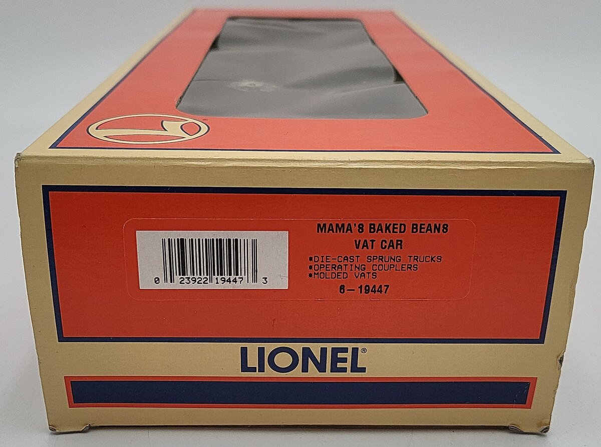 Lionel 6-19447 O Gauge Mama's Baked Beans Vat Car EX/Box