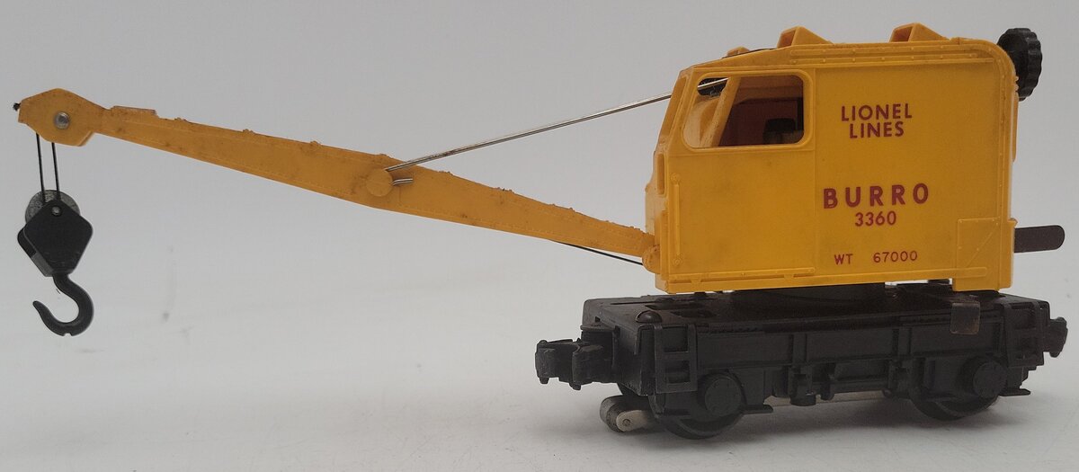 Lionel 3360 Vintage O Gauge Postwar Operating Burro Crane Car VG/Box