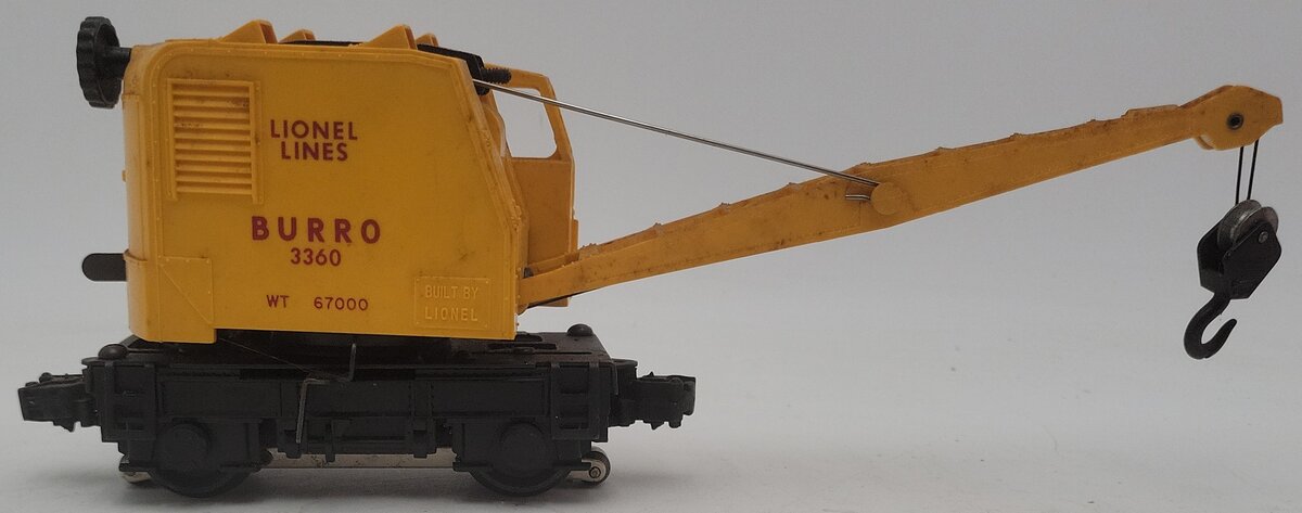 Lionel 3360 Vintage O Gauge Postwar Operating Burro Crane Car VG/Box