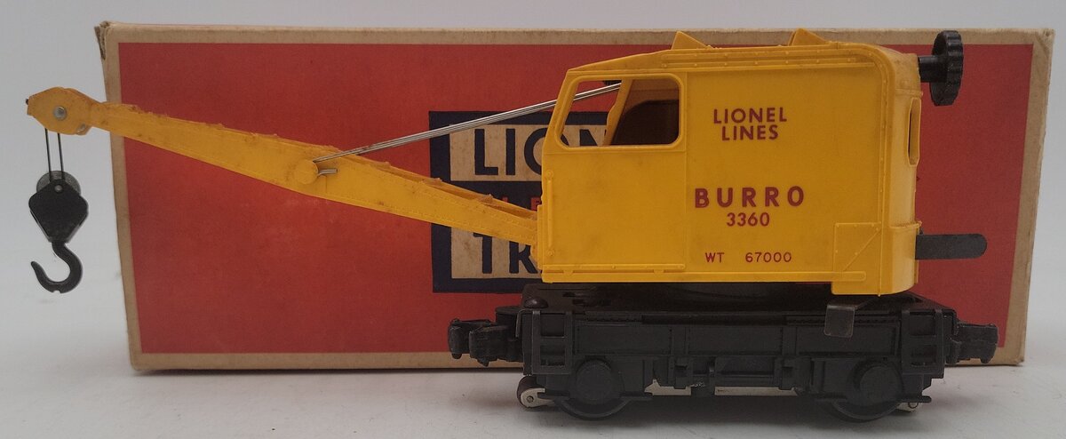 Lionel 3360 Vintage O Gauge Postwar Operating Burro Crane Car VG/Box