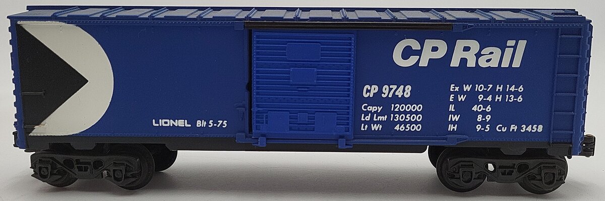 Lionel 6-9748 O Gauge CP Rail Blue Boxcar #9748 VG/Box