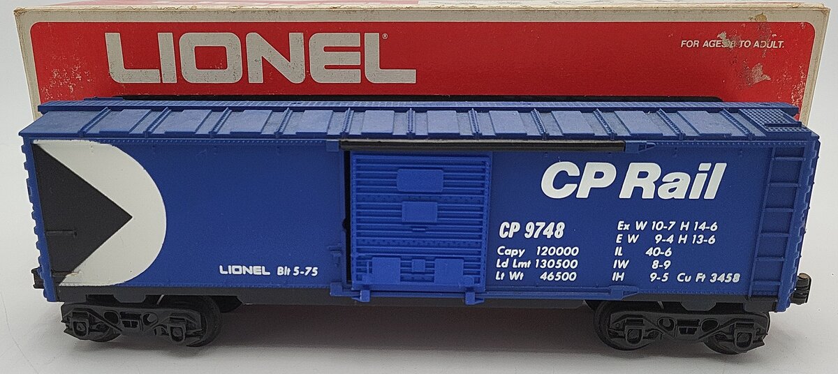 Lionel 6-9748 O Gauge CP Rail Blue Boxcar #9748 VG/Box