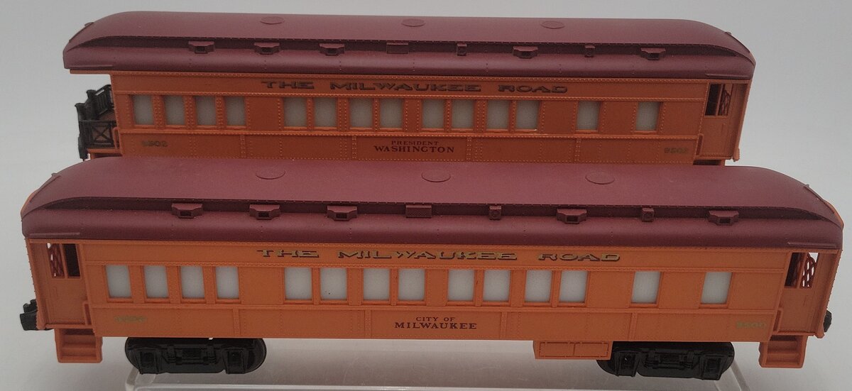 Lionel O Gauge Milwaukee Road Passenger Cars- #9500 & 9502 [2] EX