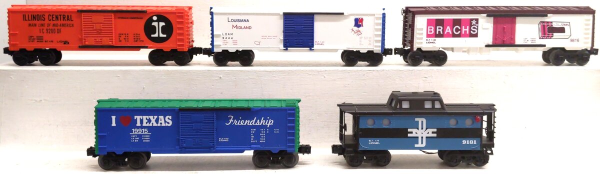 Lionel Assorted O Gauge Freight Cars: 9181, 9200, 9816, 19915, 9444 [5] VG