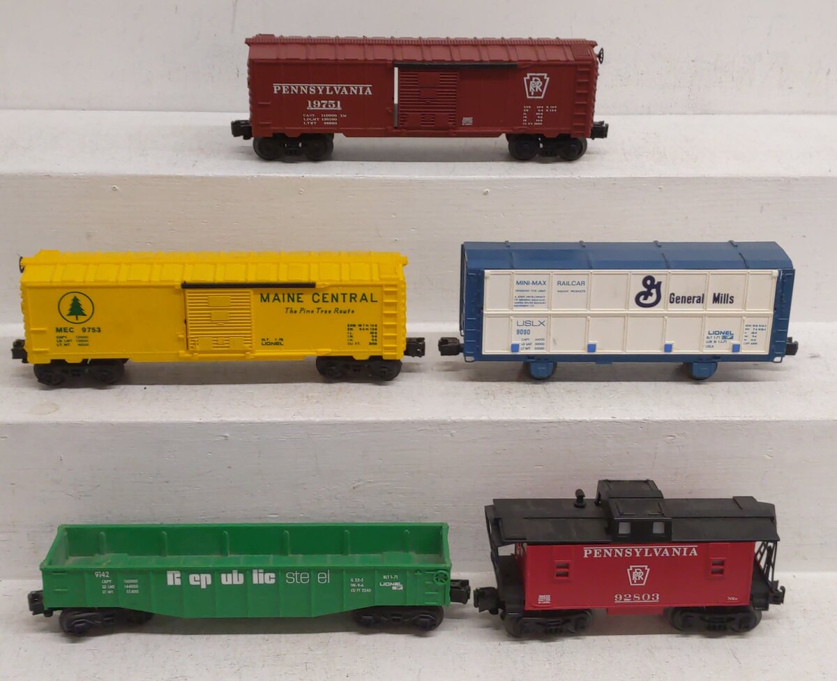 Lionel O Gauge Assorted Freight Cars #9753,9090,492418,92803,9142 [5] EX