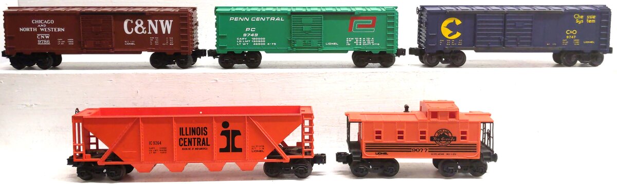 Lionel Assorted O Gauge Freight Cars: 9077, 9786, 9749, 9747, 9264 [5] EX