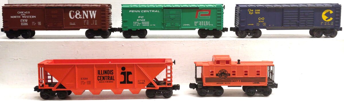 Lionel Assorted O Gauge Freight Cars: 9077, 9786, 9749, 9747, 9264 [5] EX