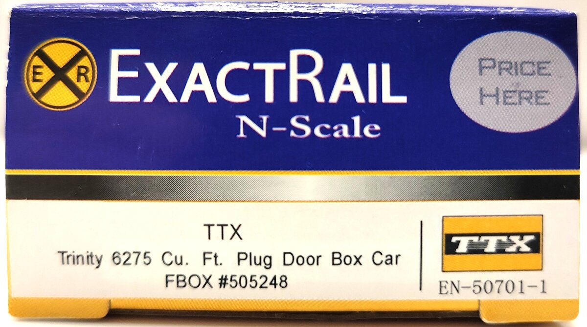 ExactRail EN-50701-1 N TTX Trinity 6275 Cu. Ft. Plug Door Box Car #505248 LN/Box