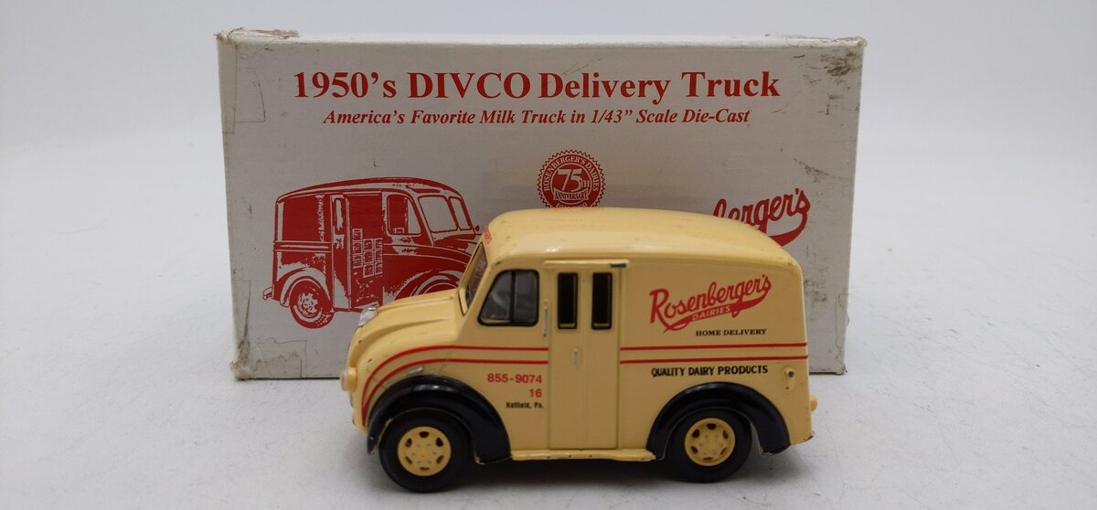 Road Champs 1950 1:43 Rosenberger's  Dairies 50's Divco Delivery Truck Die Cast EX/Box