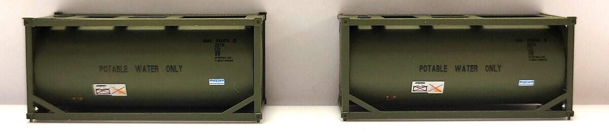 JTC Model Trains 205276 N Military Series 20'''' Std Tank Container (Pack of 2) EX/Box