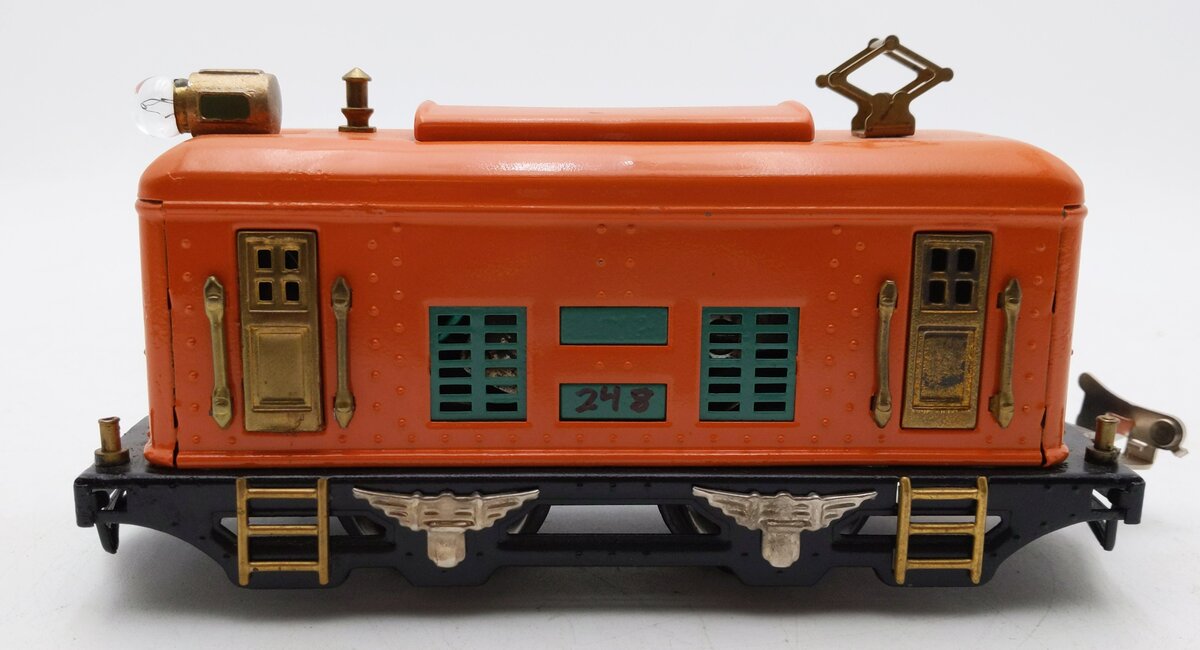 Lionel 248 0-4-0 Tinplate  Powered Electric Locomotive (Orange /Peacock) Painted
