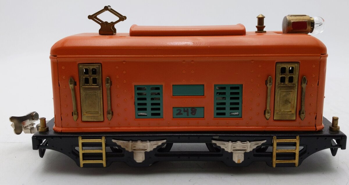 Lionel 248 0-4-0 Tinplate  Powered Electric Locomotive (Orange /Peacock) Painted