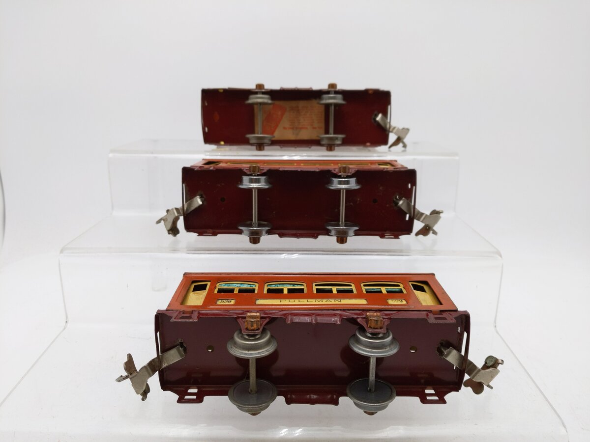 Lionel 529S Vintage O Prewar Terra Cotta Passenger Car Set: 529, 529, 530 (3) VG