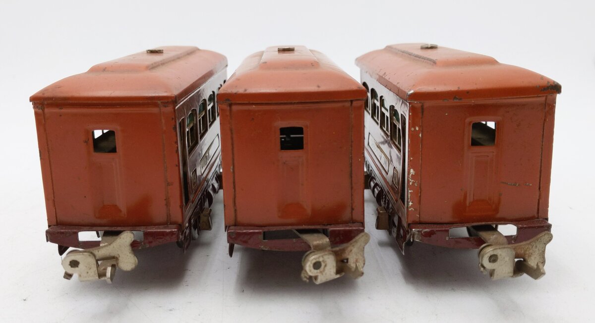 Lionel 529S Vintage O Prewar Terra Cotta Passenger Car Set: 529, 529, 530 (3) VG