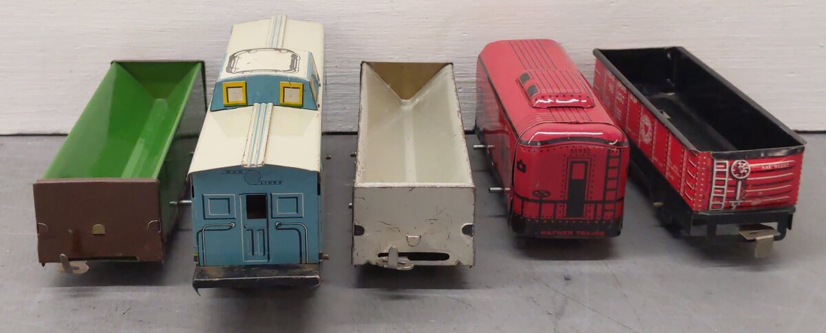 Haffner/Marx Vintage O Tin Plate Freight Cars #81932,91876,91876,C514,91257 [5] VG