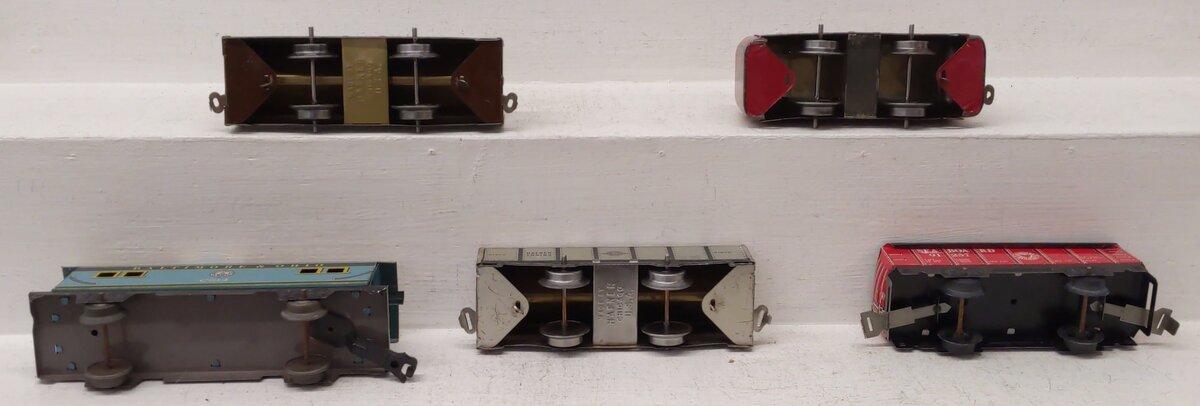 Haffner/Marx Vintage O Tin Plate Freight Cars #81932,91876,91876,C514,91257 [5] VG