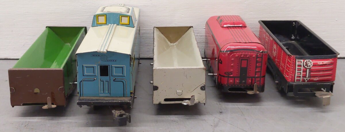 Haffner/Marx Vintage O Tin Plate Freight Cars #81932,91876,91876,C514,91257 [5] VG
