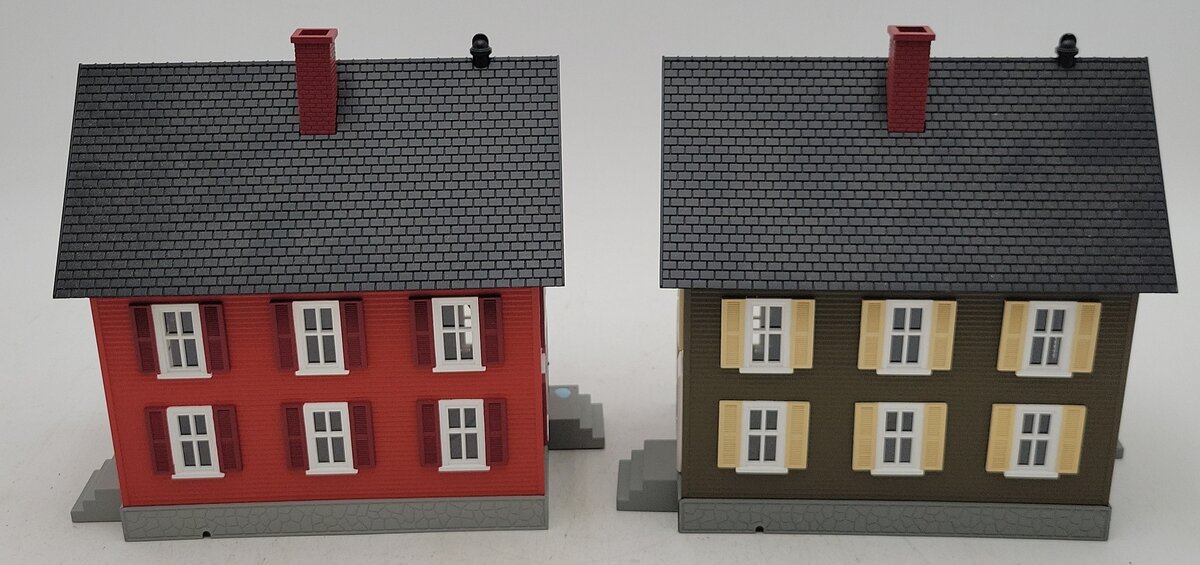 MTH O Gauge 2-Story Houses Red & Green [2] EX